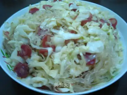 stir-fried vermicelli with sausage and cabbage
