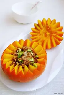 Steamed pork ribs with pumpkin flour