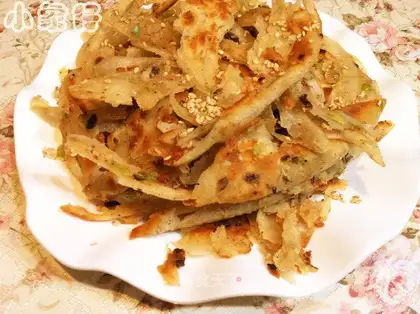Scallion pancakes with pepper and chopped green onion