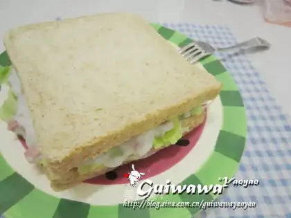 Yam salad sandwich