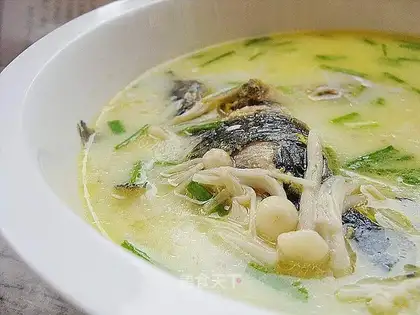 Flammulina velutipes anggong fish milk soup
