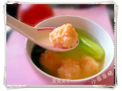 Shrimp balls and jade soup