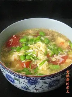 edamame and tomato egg soup