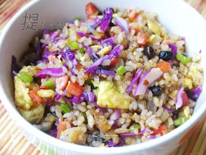 stir-fried rice with purple ganlan