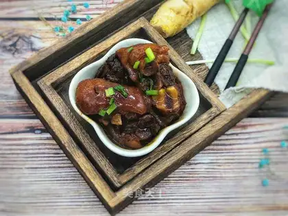 Red burning pig hoof