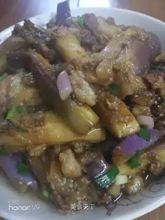 Meat and eggplant