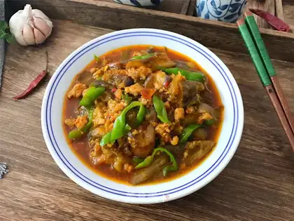 Meat and eggplant