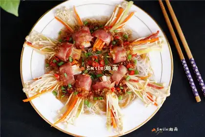 Flowers with expensive sausage mushrooms