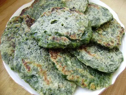 Celery leaf pancakes