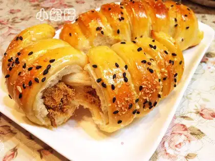 meat floss and caterpillar bread
