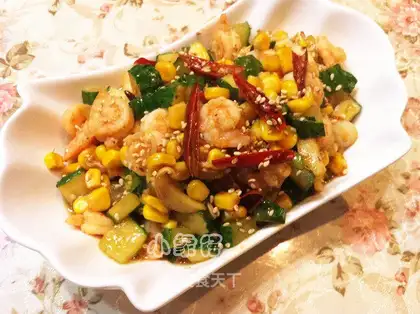 Spicy cucumber corn shrimp shrimp