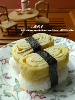 Japanese sushi with thick egg