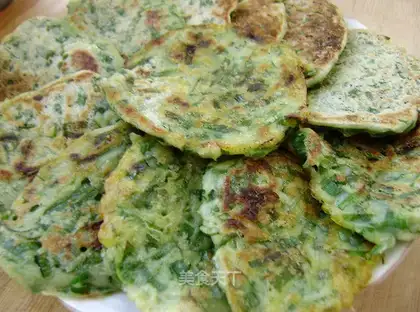 chopped green onion and egg pancakes