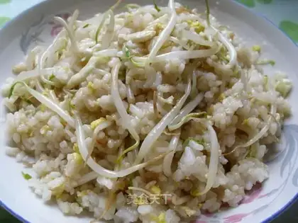 Fried rice with mung bean sprouts and egg