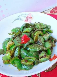 Sauted diced pepper in soy sauce