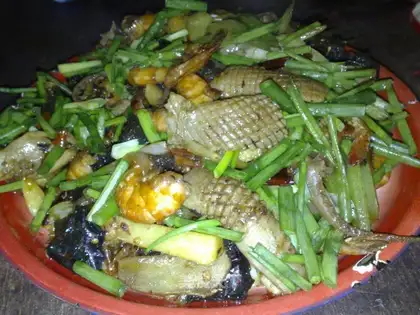 Grilled squid and shrimp