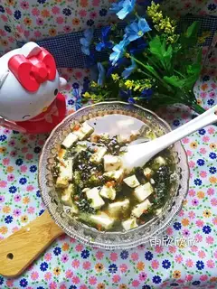 Purple tofu soup