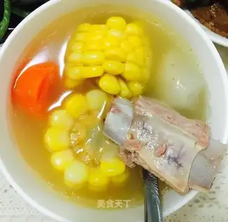 Corn carrot steak soup