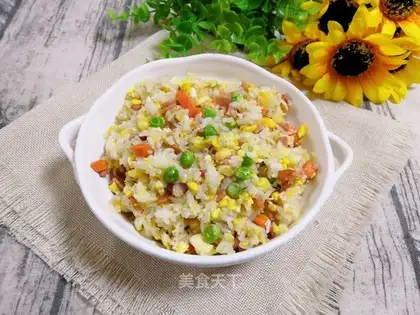 Corn pea ham and rice