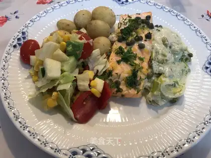 A salmon roasted fish