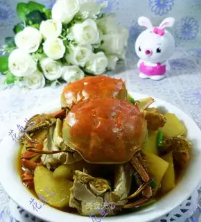 Crabs fried potatoes