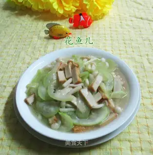 Fish tofu, white mushrooms