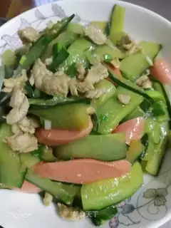 Meat cucumber and ham sausage