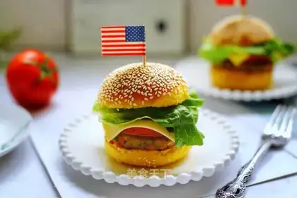 Chicken burger in the field