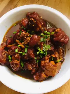 Red burning pig hoof