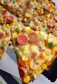 Five pink pizzas