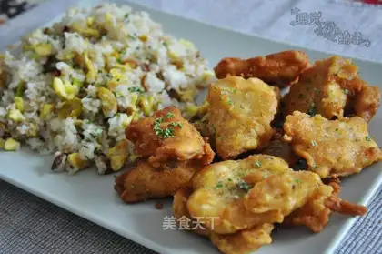 Fried fish nuggets with brown rice flour