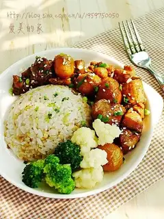 Roast chicken rice with chestnut