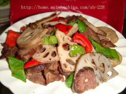 stir-fried beef tendon with stewed lotus root