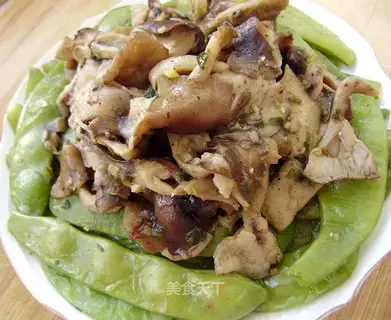 Roasted beans with mushrooms