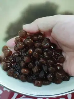 The pearls in the milk tea