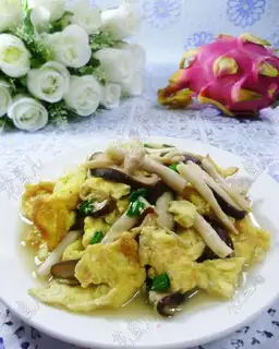 Twin mushroom fried quail eggs