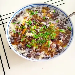 Purple egg soup