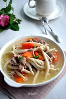 Seafood mushroom carrot soup