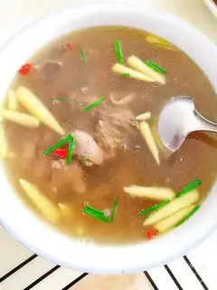 Corn ink fish, duck soup