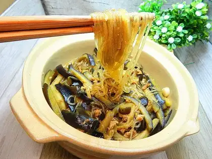 A casserole of pork and eggplant