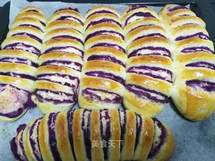 Purple potato caterpillar bread