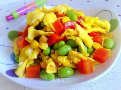 Scrambled eggs with mixed vegetables