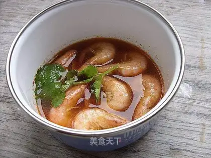 Shrimp with soup