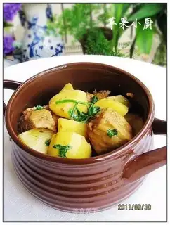 Stewed with potatoes and frozen tofu
