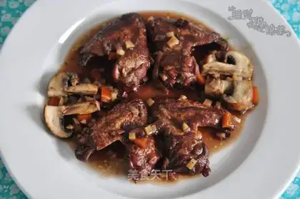 French chicken stewed in red wine