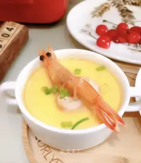 Butterfly shrimp steamed eggs