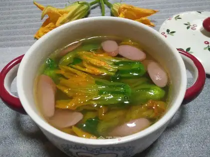 Pumpkin beef sausage soup