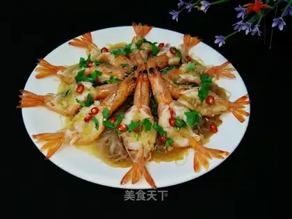 Garlic fan steamed shrimp