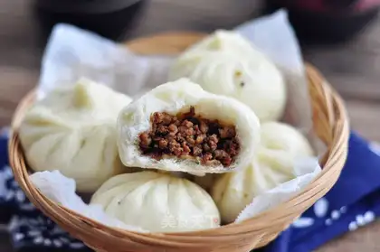 Plum and meat buns