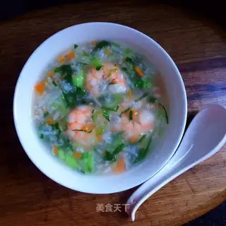 Carrot green shrimp congee